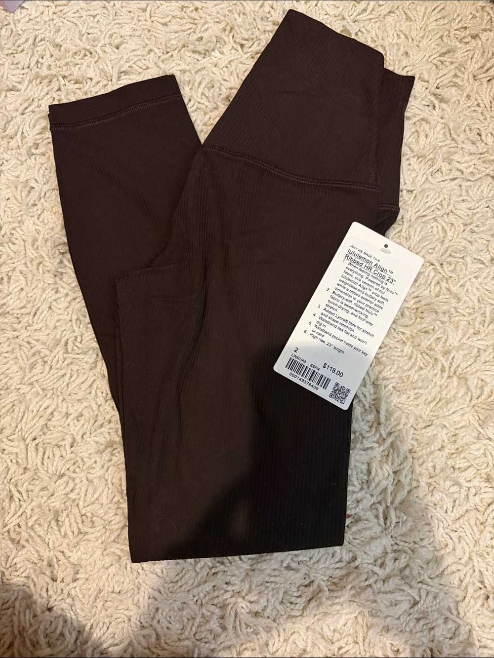 lululemon athletica Ribbed High-Rise Leggings in Dark Brown